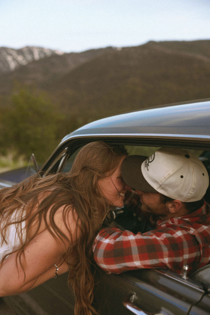 Idaho Engagement Photos tetons vintage mustang