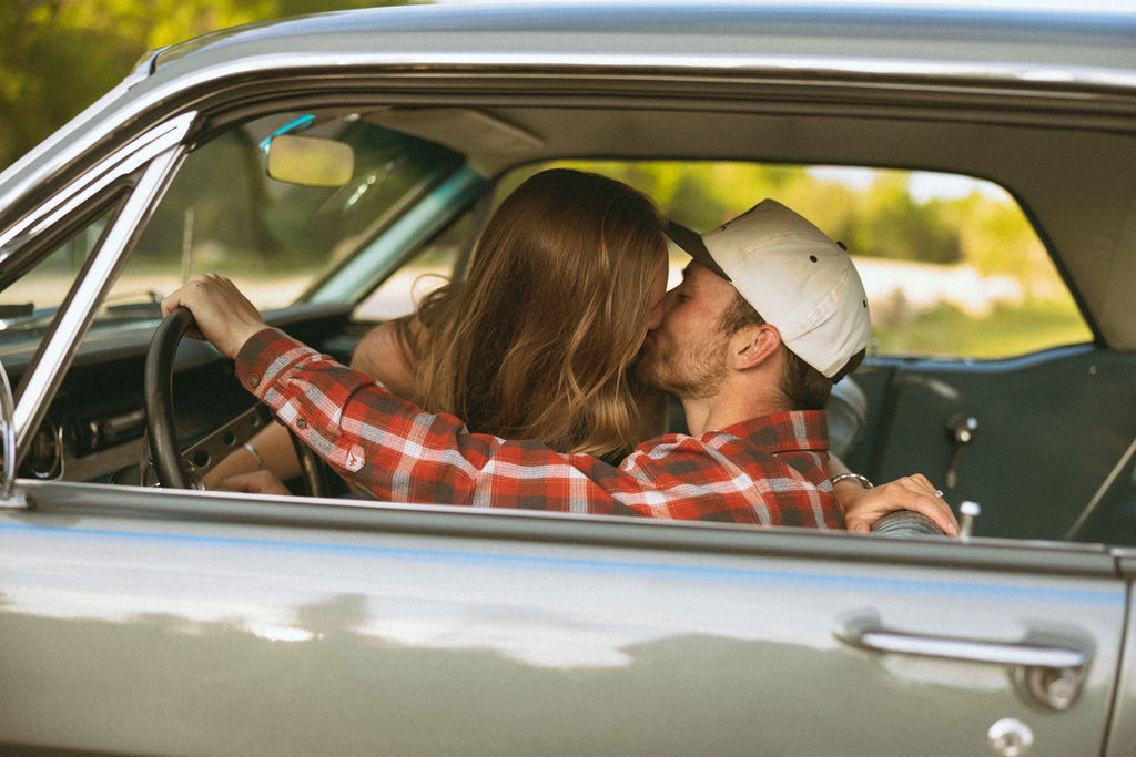 Idaho Engagement Photos tetons vintage mustang