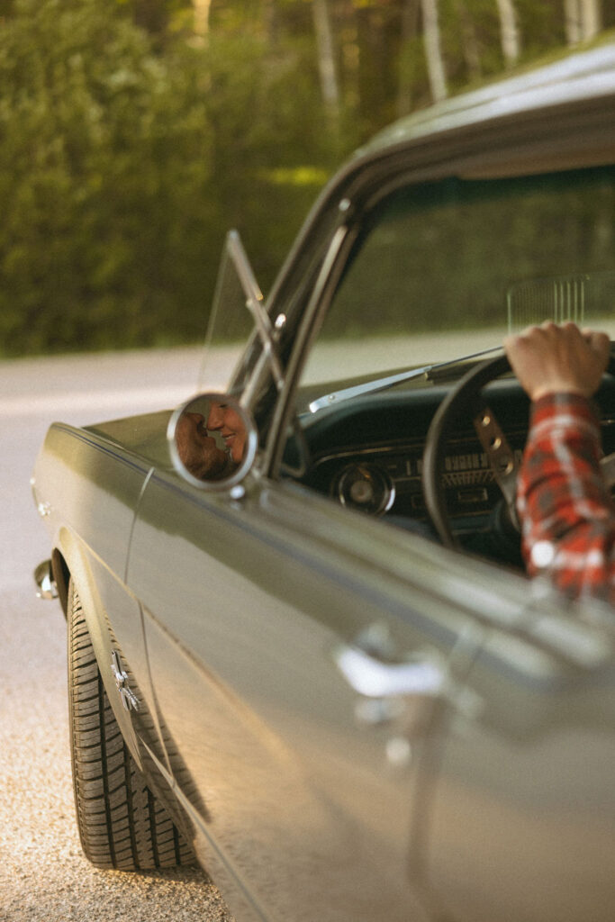 Idaho Engagement Photos tetons vintage mustang